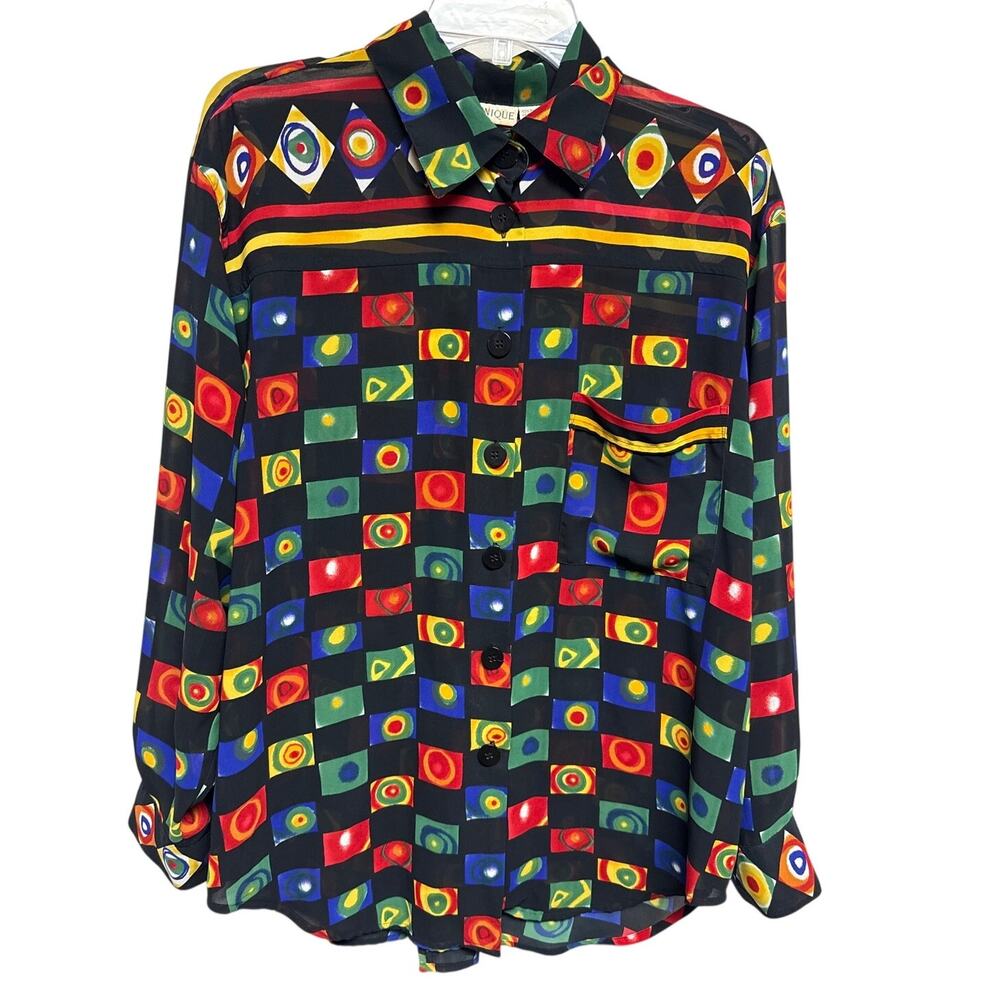 Vintage Martinique Women's 16 Blouse Black Whimigoth  Artsy Quirky Eclectic